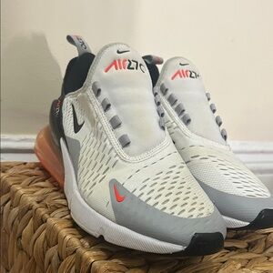 Nike Air Max 270 White and Gray with Orange Accents
